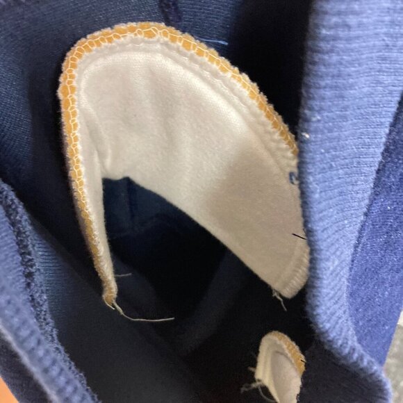 Vintage 80s Velour Top Med Navy White Gold Fleur De Lis Made in USA Sailor Chic - Picture 9 of 9